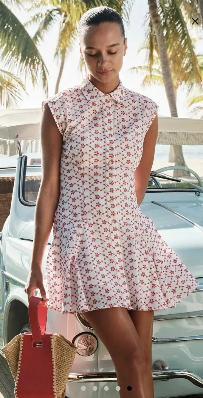 NWT J. Crew Mini Eyelet Shirt-Dress Crimson On White Eyelet Preppy Classic 12
